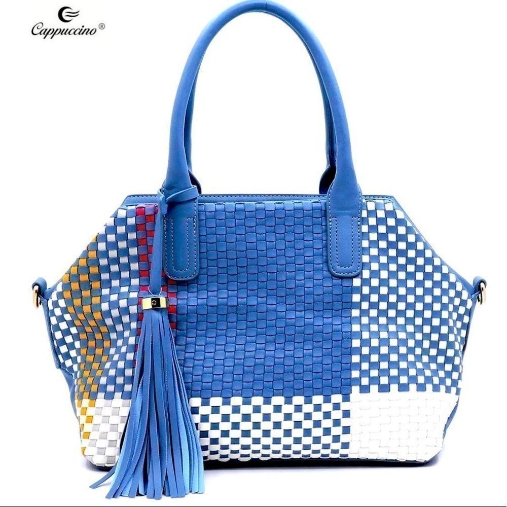 Alyssa Nicole Fashion Woven Colorblock Satchel